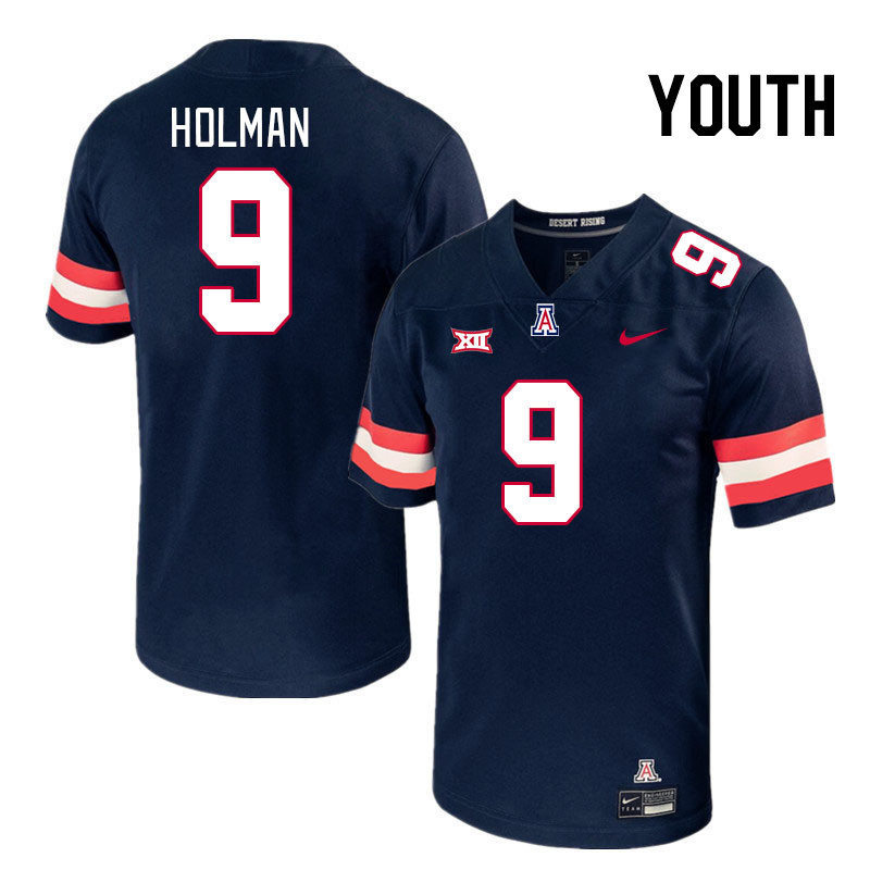 Youth #9 Jackson Holman Arizona Wildcats Big 12 Conference College Football Jerseys Stitched-Navy